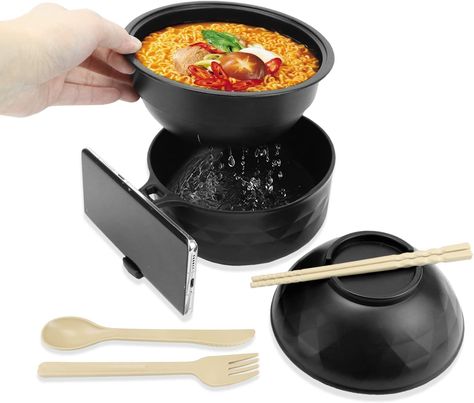 6-piece Set Ramen Bowl Set Ramen Cooker with Phone Holder Dishwasher Safe for College Dorm Room Office Instant Cooking Microwave Noodles, Microwave Ramen, Ramen Cooker, Ramen Noodle Bowl, College Dorm Room Essentials, Ramen Noodle, Microwave Cooking, College Dorm Room, Instant Noodle