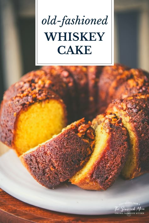 Yellow Bundt Cake, Whiskey Cake Recipe, Whisky Cake, Bourbon Cake, Old Fashioned Whiskey, Alcohol Cake, Whiskey Cake, The Seasoned Mom, Boozy Desserts