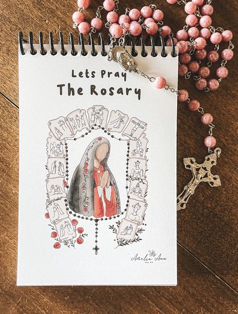 Rosary Coloring Page, Rosary Art, Rosary Design, Catholic Prayer Book, Pray The Rosary, Catholic Decor, Catholic Crafts, Bible School Crafts, Bible Illustrations