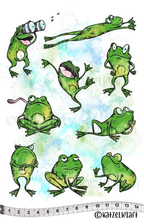 Frosch Illustration, Tampon Scrapbooking, Frog Illustration, Frog Pictures, Frog Drawing, Funny Frogs, Frog Art, Watercolor Painting Techniques, Frog And Toad