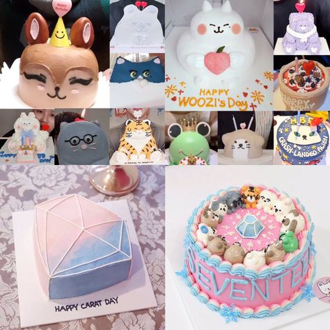 Svt Cakes, Seventeen Cake Design, Seventeen Inspired Cake, Seventeen Cake Birthday Kpop, Seventeen Cake, Kpop Cake, 17 Cake, Seventeen Pretty U, Doll Cake Designs