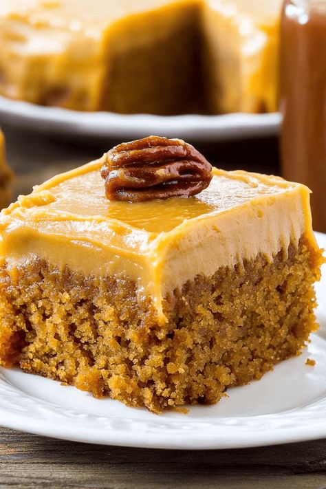 Pumpkin Cake with Caramel Cream Cheese Frosting - Recipes, Tasks & Tools Pumpkin Spice Cake With Brown Sugar Cream Cheese Frosting, Pumpkin Cake With Cinnamon Cream Cheese Frosting, Pumpkin Caramel Cake, Pumpkin Cake With Cream Cheese Frosting, Caramel Cream Cheese Frosting, Pumpkin Cake With Cream Cheese, Cake With Cinnamon, Bourbon Cream, Cake With Caramel