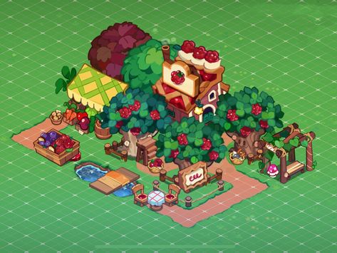 Jellyberry Orchard Crk, Jellybean Farm Layout Crk, Cookie Run Kingdom Jellybean Farm Layout, Crk Decor Idea, Cookie Run Decor Ideas, Cookie Run Layout, Crk Kingdom Ideas, Cookie Run Kingdom Design, Orchard Layout