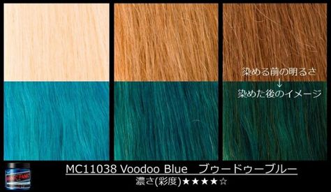 Voodoo blue by Manic Panic Manic Panic Voodoo Blue, Hair Swatches, Manic Panic Colors, Different Shades Of Blonde, Manic Panic Hair, Voodoo Blue, Darker Hair, Lighter Hair, Turquoise Hair