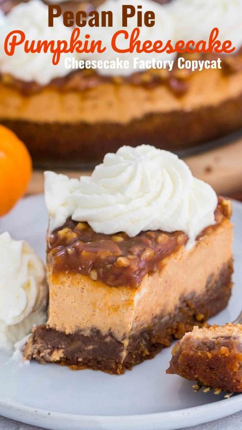 Cheesecake Pecan Pie, Cheesecake Pecan, Pecan Pie Cheesecake Recipe, Cheesecake Factory Copycat, Turtle Cheesecake, Pecan Pie Cheesecake, Pecan Cheesecake, Pecan Pie Filling, The Cheesecake Factory