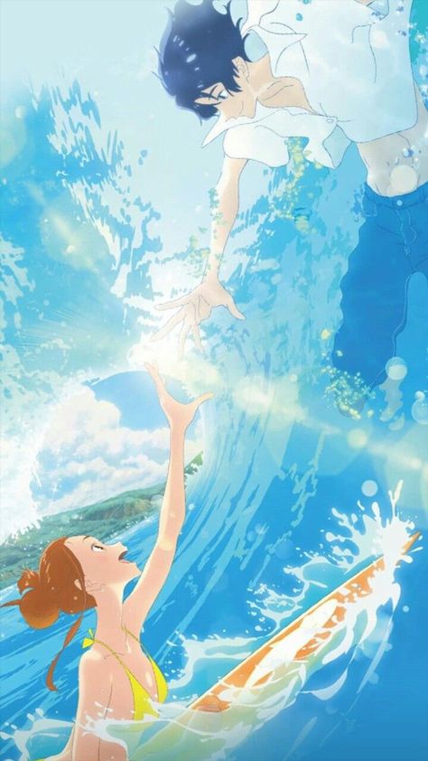 Ride Your Wave Wallpaper, Ocean Waves Anime, Ride Your Wave, Masaaki Yuasa, Japanese Animated Movies, Cocoppa Wallpaper, Film Anime, Waves Wallpaper, Ghibli Art