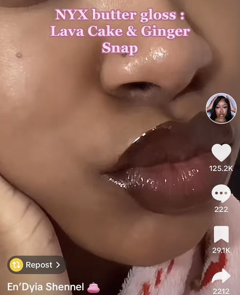 Lava Cake Nyx Butter Gloss, Nyx Butter, Nyx Butter Gloss, Butter Gloss, Chocolate Girls, Lava Cake, Lava Cakes, Ginger Snaps, Pretty Makeup