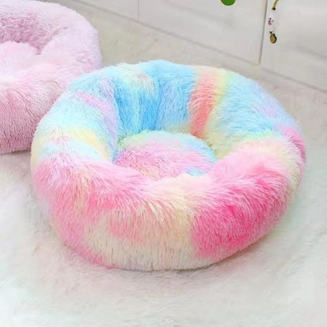 Cat Winter, Cat Kennel, Dog Bench, Rainbow Plush, Donut Bed, Floor Safe, Hiasan Bilik, Tie Dye Colors, Fluffy Dogs