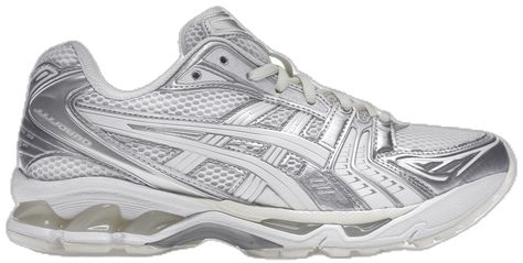 White Asics, Asics Gel Kayano, Asics Sneakers, Silver Sneakers, Hot Sneakers, Asics Gel, Jordan Retro, Adidas Yeezy, White Shoes