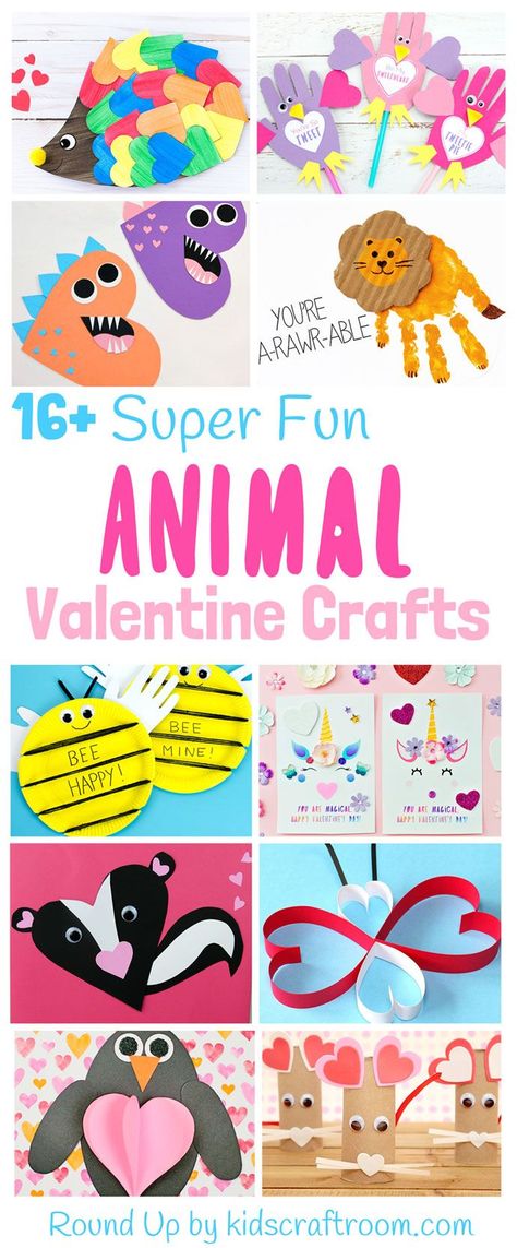 ANIMAL VALENTINE CRAFTS FOR KIDS - So many great ideas for kids of all ages. #kidscraftroom #valentinecrafts Valentine Cards For Kids Dyi, Valentine Animals, Heart Animals Craft, Heart Animal Crafts For Kids, Va!entines Day Crafts For Kids, Heart Shaped Animals Valentines, Diy Valentines Day Cards For Kids Construction Paper, Abc Crafts, Kids Craft Room