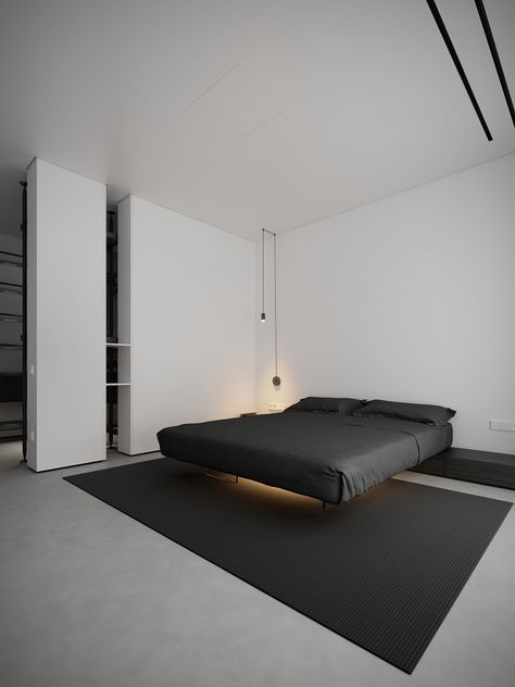 Monochrome Room, Monochrome Bedroom, Hostel Room, Black Interior Design, Art Deco Bedroom, Bungalow Design, New Interior Design, Minimalist Room, Minimalism Interior