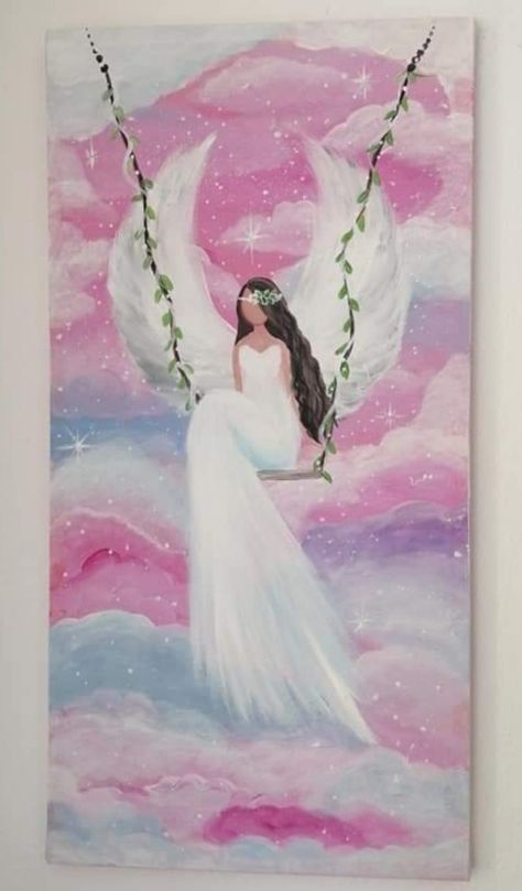 Angel Images Spiritual, Angel Drawing Easy, Heaven Painting, Angel Wings Art, Spiritual Paintings, Fairy Paintings, Angel Artwork, Angel Drawing, Angel Images