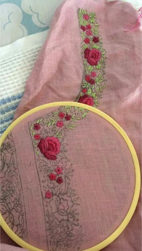 Embroidered Crafts, Embroidery Kurti, Embroidery Stitches Beginner, Embroidery Lessons, Hand Embroidery Dress, Hand Embroidery Videos, Diy Embroidery Patterns, Handmade Embroidery Designs, Embroidery Videos