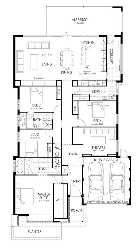 Laundry Scullery, Plunkett Homes, Scullery Ideas, Mexican Villa, House Plans Australia, Single Storey House Plans, Small Bedroom Remodel, Bathroom Floor Plans, 4 Bedroom House Plans