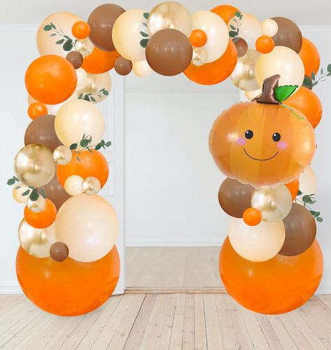 Pumpkin Balloon Arch, Fall Balloon Arch, Fall Balloon Garland, Orange Balloon Garland, Ghost Balloons, Garland Balloon, Balloon Colors, Pumpkin Patch Party, Pumpkin First Birthday