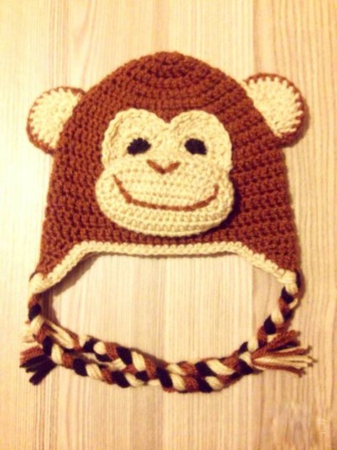 Crochet Monkey Hat for Children Crochet Monkey Hat Pattern, Monkey Crochet Hat, Crochet Hat Animal, Monkey Hat Crochet, Crochet Animal Hat, Crochet Monkey Hat, Sock Monkey Hat, Monkey Hat, Crochet Monkey