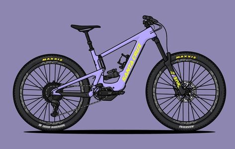 Mtb Drawing, Mountain Bike Drawing, Bike Drawing Simple, Santa Cruz Mtb, Cartoon Bike, Bicycle Drawing, Mountain Biking Photography, How To Draw Santa, Mountain Bike Art