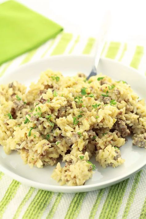 Jailhouse Casserole—seasoned rice with sausage, celery and onions. Make it fast in your Instant Pot and serve it as the main dish or a side dish. Jailhouse Rice, Seasoned Rice, Instant Pot Dinner Recipes, Instant Pot Pressure Cooker, Instapot Recipes, Slow Cooking, Pressure Cooker Recipes, Rice Recipe, Rice Dishes