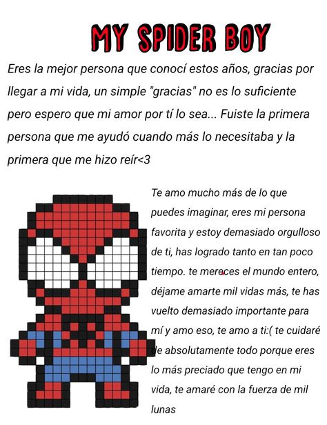 Spider Man Love Letter, Spiderman Amor, Spiderman Pixel Art, Spiderman Gifts, Paragraphs For Him, Easy Love Drawings, Cute Text Messages, Bf Gifts