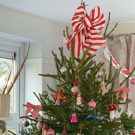 Sharon on Instagram: "Very red and pink this year 🎄✨ #christmas #christmastree #tree #home #country #interior123 #red #pink @eastendpress #stockings" Anthropologie Holiday Window Display, Red White Pink Christmas, Red Pink Christmas Tree, Red Green And Pink Christmas, Red And Pink Christmas Tree, Pink And Red Christmas Tree, Red And Pink Christmas, Pink Red Christmas, Pink And Red Christmas