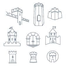 Draw Map, Gate Vector, Tiny Castle, Castle Tattoo, Vector Line Art, Castle Drawing, Fantasy Village, Castle Gate, Drawn Map