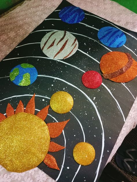 Solar System Craft Preschool, Day And Night Project For Kids, Space Activities Preschool, Solar System Project, Art Class Posters, Solar System Projects For Kids, Diy Toddler Toys, Space Crafts For Kids, Fall Paper Crafts