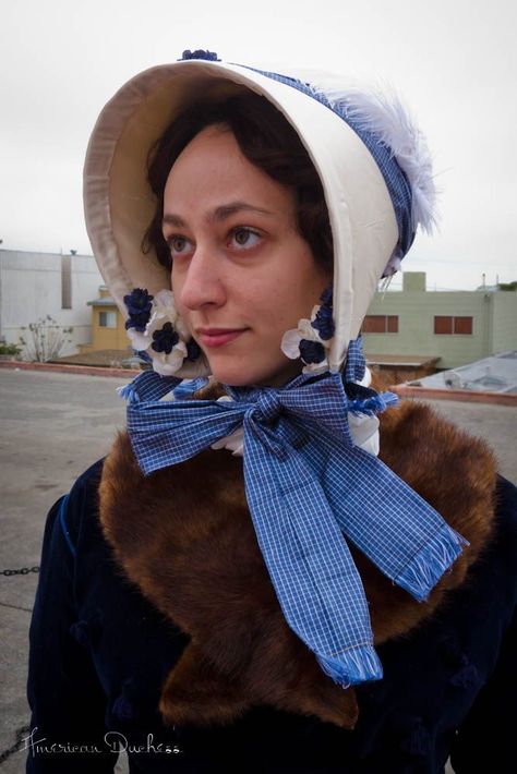 1840s Bonnet, Gothic Fashion Victorian, On Period, Dickens Christmas, American Duchess, Ballet Russe, Bonnet Cap, Period Dress, Vintage Rabbit