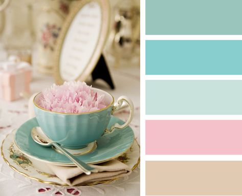 vintage, pastels, split complimentary colour palette Cream And Duck Egg Bedroom, Duck Egg Bedroom Color Schemes, Duck Egg And Pink Bedroom, Aqua And Blush Color Palette, Tea Party Colour Palette, Sorbet Color Palette, Tea Party Color Palette, Turquoise Colour Palette, Wedding Flowers Peonies