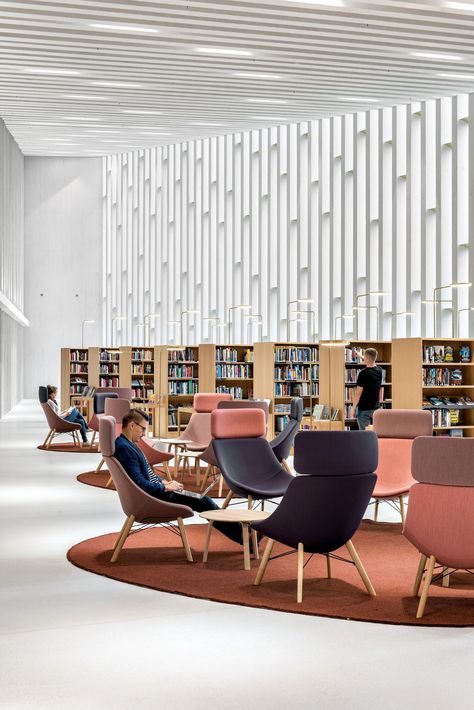 Public Library Interior Design, Public Library Interior, Library Interior Design, Library Interior, Library Pictures, Timber Walls, Modern Library, Haikou, Community Space