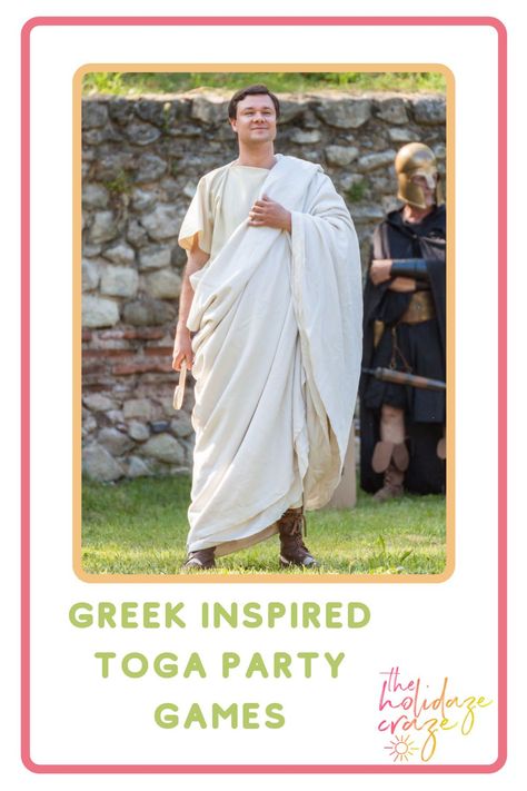 Ancient Greek Themed Party, Toga Party Games Adults, Toga Party Food Ideas, Roman Birthday Party, Rome Themed Party, Greek God Party Theme, Toga Party Food, Greek Party Theme Decoration, Toga Party Decor