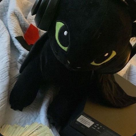 Toothless Plushie, Mashup Music, Toothless, Stuffed Animal, A Black, Black Cat, Headphones, Music, Black