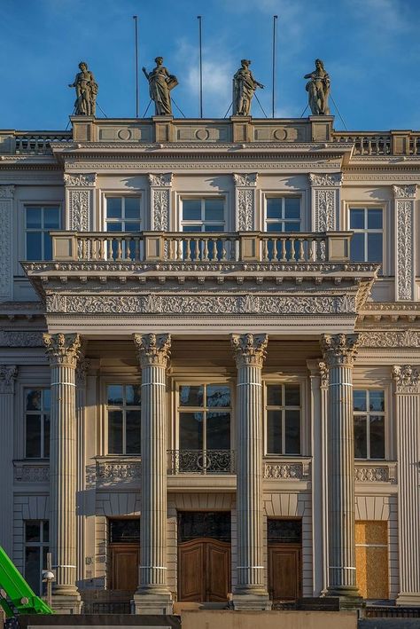 Greek Neoclassical Architecture, Germanic Architecture, Neoclassical Architecture Interior, Arcade Architecture, Classical Facade, Neo Classical Architecture, Architecture 101, Classic Facade, Classical Building