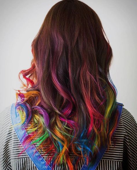 Unlock Your Style Potential | Hair Color Ideas for Brunettes Rainbow Hex Codes, Rarest Hair Color, Half Colored Hair, Hair Color Ideas Trending, Pink And Purple Hair, Purple Hair Color Ideas, Purple Hair Color, Pretty Rainbow, Hair Color Options