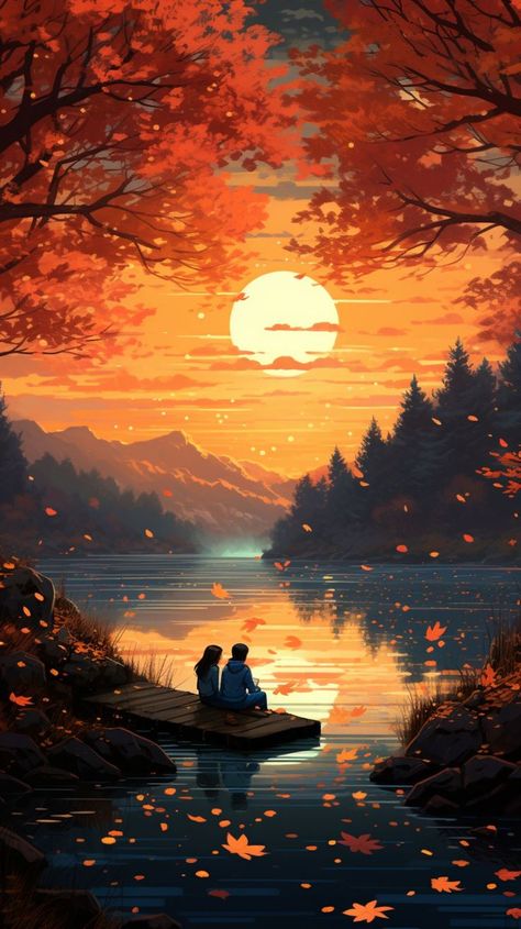 Beautiful Scenery Drawing, Image Zen, Romantic Wallpaper, Cartoon Love Photo, Love Animation Wallpaper, Cute Couple Drawings, Art Gallery Wallpaper, Tableau Art, 인물 드로잉