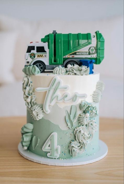 Garbage Truck Cake, Truck Birthday Cakes, Rubbish Truck, Truck Cake, Truck Cakes, Truck Birthday, Garbage Truck, 4th Birthday, Birthday Cakes