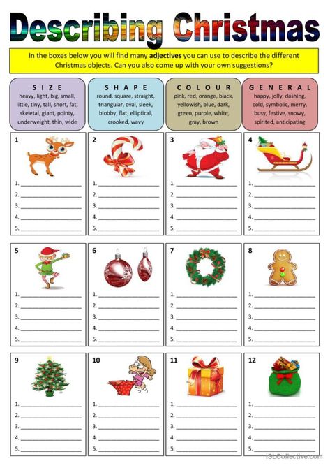 Christmas Adjectives, Christmas Reading Comprehension, Simplifying Radical Expressions, List Of Adjectives, Punctuation Worksheets, Radical Expressions, Snake Coloring Pages, Baby Coloring Pages, English Christmas