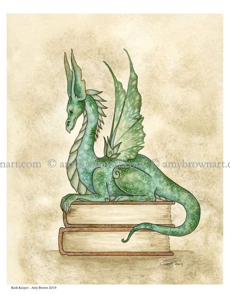 Amy Brown Art, Tell Me A Story, Amy Brown, Unicorns And Mermaids, Green Dragon, Cute Dragons, Book Dragon, Painted Books, Fantasy Artist