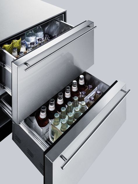 Two-drawer commercial outdoor all-refrigerator in ADA compliant height, fully stainless steel with automatic defrost Double Refrigerator, Drawer Refrigerator, Undercounter Refrigerator, All Refrigerator, Commercial Refrigerators, Refrigerator Drawers, Drawer Divider, Stainless Steel Refrigerator, Digital Thermostat