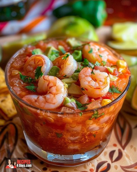 Mexican Shrimp Cocktail Mexican Prawns Recipe, Mexican Shrimp Cocktail Recipe, Mexican Shrimp Recipes, Shrimp Cocktail Sauce, Mexican Shrimp Cocktail, Cocktail Shrimp Recipes, Sweet Potato Cheesecake, Mexican Seafood, Seafood Dish Recipes