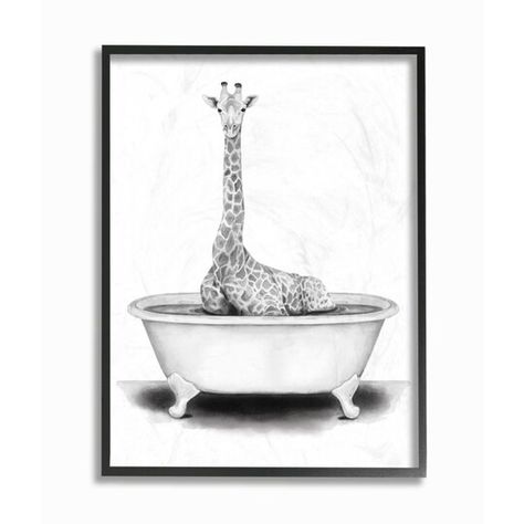 Prints For Bathroom, Bathroom Drawing, Animal Bathroom, Oversize Artwork, Drawing Frames, Cute Prints, Stupell Industries, Bath Tub, Canvas Wall Decor