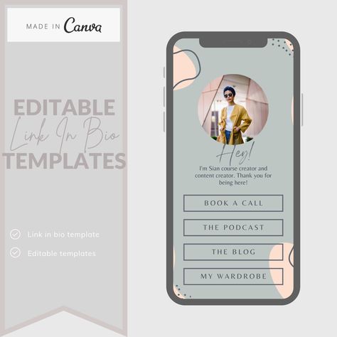 Instagram Landing Page - Link in Bio - Canva Template - Mini Website Template - Instagram Link In Bio Page - Instagram Website - Vintage Linktree Bio Ideas, Linktree Design Ideas, Link In Bio Page Design, Linktree Design, Mobile Landing Page, Business Postcards, Mini Site, Twitter Bio, Instagram Link In Bio