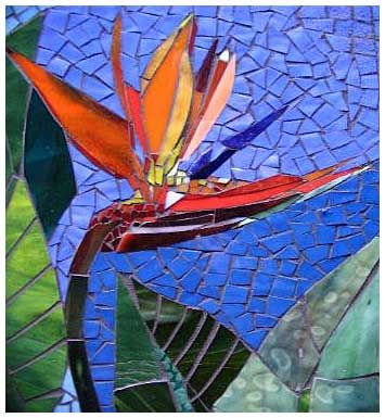 bird of paradise mosaic patterns | GLASS PAINTING MADE EASY.: Mosaic Without Grout Bird Of Paradise Yoga, Bird Of Paradise Flower, Flower Mosaic, Mosaic Pots, Glass Art Design, Birds Of Paradise Flower, Mosaic Birds, Mosaic Stained, Mosaic Madness