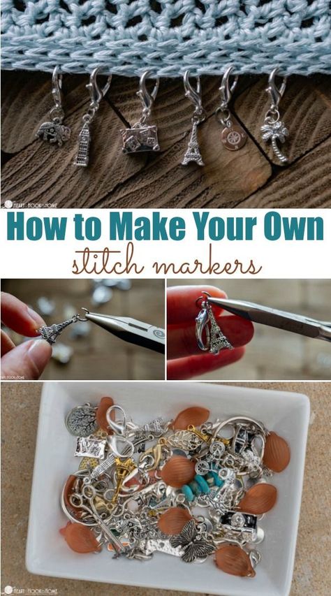 Are you in need of a new set of stitch markers? Why not make your own? Grab your pliers for this fun and easy stitch marker tutorial! Diy Stitch Markers, Stitch Markers Diy, Diy Marker, Crochet Tools, Crochet Supplies, Easy Stitch, Bead Stitching, Knitting For Beginners, Crochet Patterns For Beginners