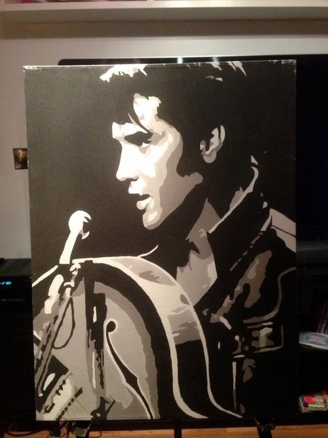 Elvis Art (for sale 350 ready to go)http://daviddiceart.wix.com/dice Elvis Painting, Elvis Presley Art, Elvis Art, Jazz Art, Painting Inspo, Gcse Art, Sketchbook Art, Diy Art Painting, Ready To Go