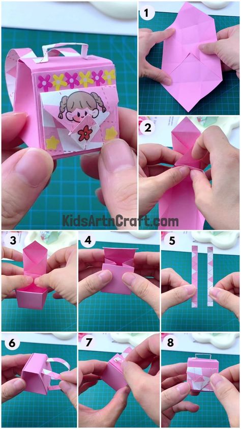 How to Make Paper Origami Backpack Craft For Kids Check more at https://www.kidsartncraft.com/paper-origami-bag-pack-craft-tutorial/ Diy Paper Backpack, Origami Backpack, Backpack Craft, Backpack Tutorial, Origami Step By Step, Origami Bag, Cute Origami, Paper Origami, Mini Mochila