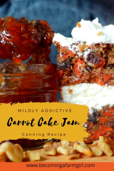 Carrot Jam Recipe, Carrot Cake Jam, Canned Carrots, Relish Sauce, Canning Jam Recipes, Raisin Cake, Jam Recipes Homemade, Canning Recipe, Easy Carrot Cake