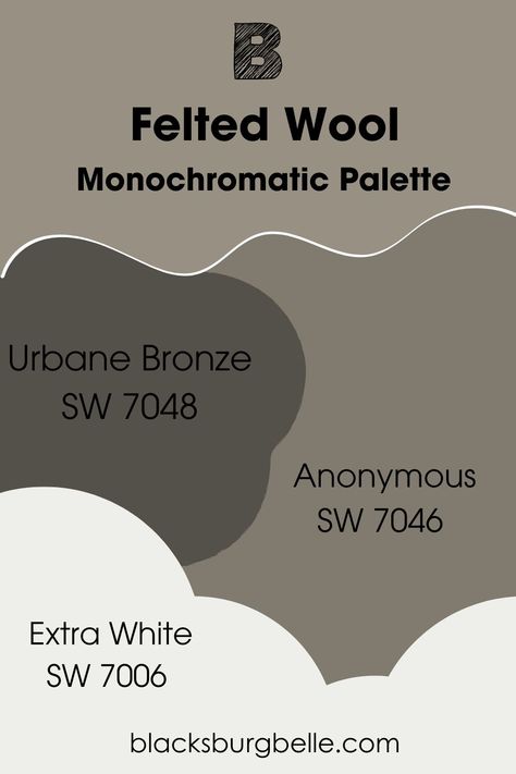 Felted Wool SW 9171 (6) Colors That Go With Urbane Bronze Bedroom, Felted Wool Exterior Paint, Urbane Bronze Complementary Colors, Sw Felted Wool Exterior, Felted Wool Sherwin Williams Exterior, Sw Felted Wool, Urbane Bronze Living Room, Sherwin Williams Felted Wool, Felted Wool Sherwin Williams