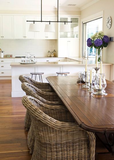 new chairs for va beach house Driven By Décor: Is Kubu For You?: Kubu Grey Rattan Dining Chairs Rustic Dining Chairs, Cottage Dining Rooms, Driven By Decor, Wood Dining Room Table, Wrought Iron Patio Chairs, Beige Kitchen, Wood Dining Room, Wicker Dining Chairs, Pretty Kitchen