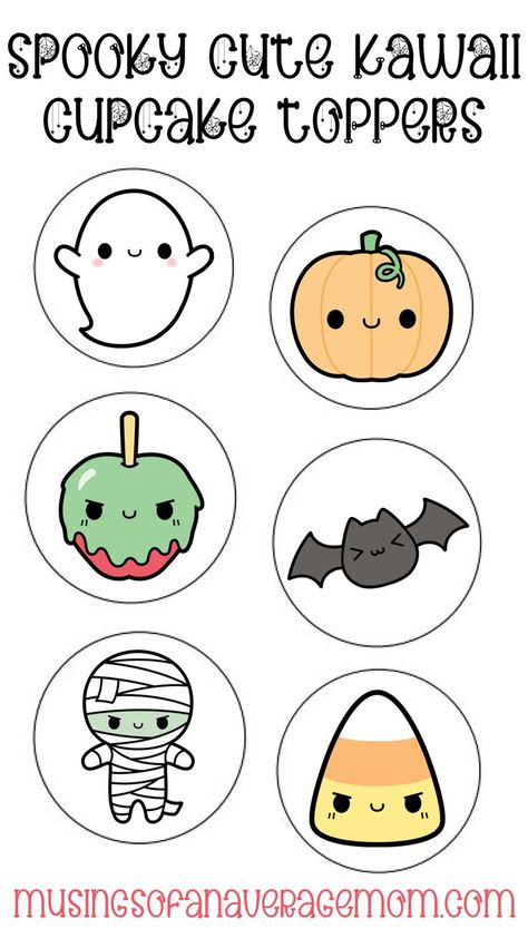 Free Printable Spooky Cute Kawaii Halloween Cupcake Toppers Cool Craft Ideas, Cute Halloween Drawings, Kawaii Printables, Halloween Cupcake Toppers, I Love Halloween, Halloween Memes, Cute Cupcake, Cupcake Toppers Printable, Scary Monsters