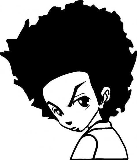 Riley And Huey Tattoo Designs, Boondocks Stencil, Riley Boondocks Tattoo, Huey Freeman Wallpaper, Huey Freeman Tattoo, Boondocks Tattoo Designs, Huey Boondocks, Boondocks Art, Boondocks Tattoo